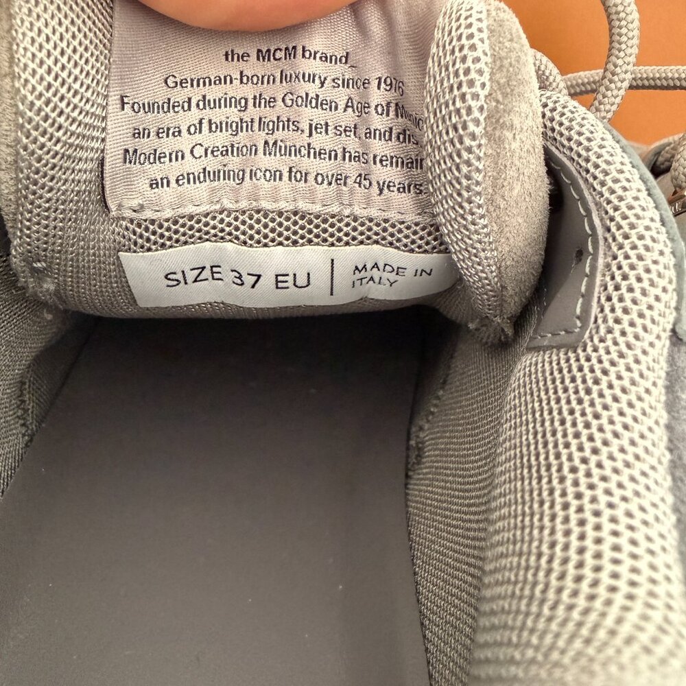 MCM Skywander Calf Suede & Leather Low-Top Lace-Up Women's Sneakers , sz 37 - Picture 6 of 12